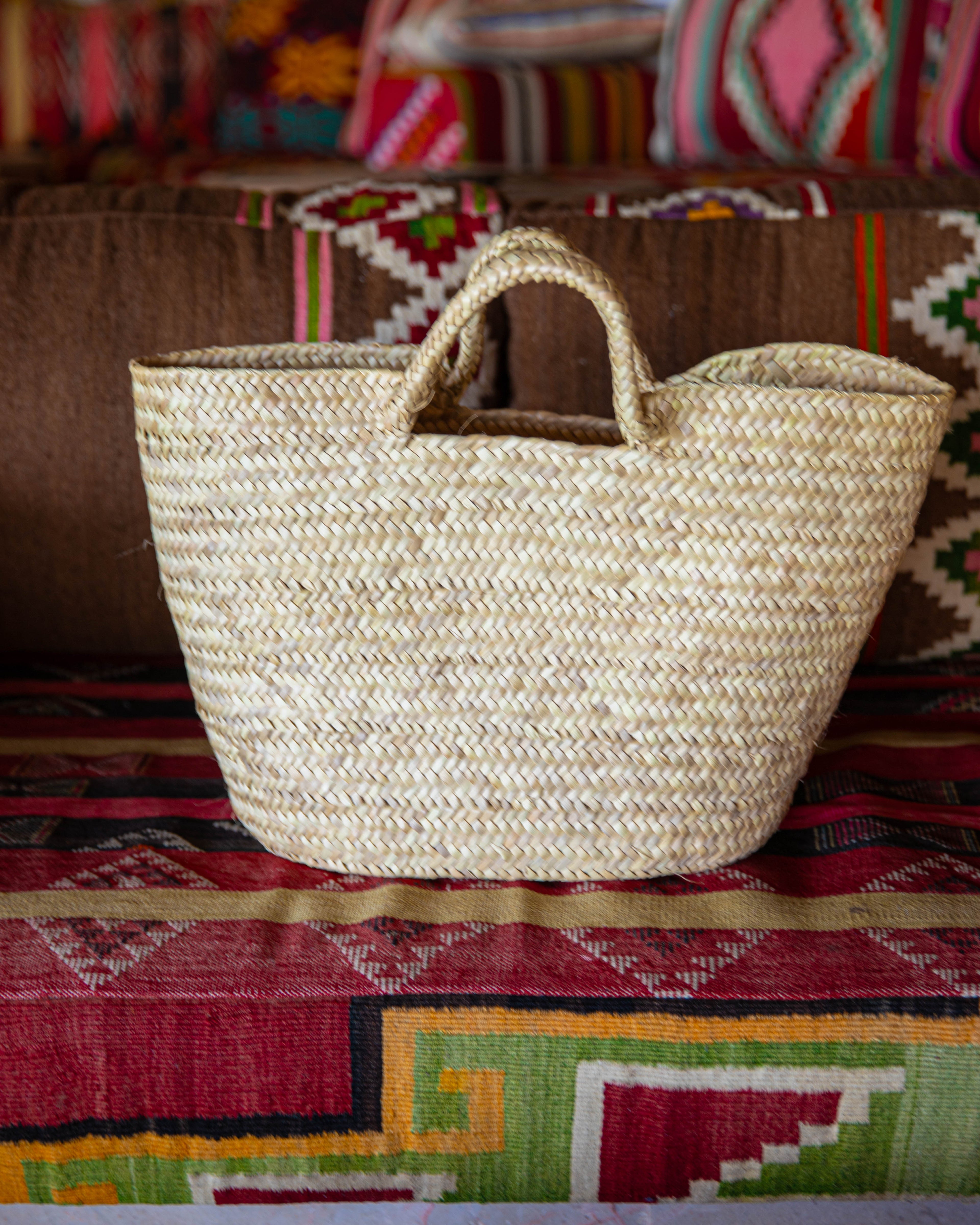 Large Woven Palm Fiber Basket – Natural