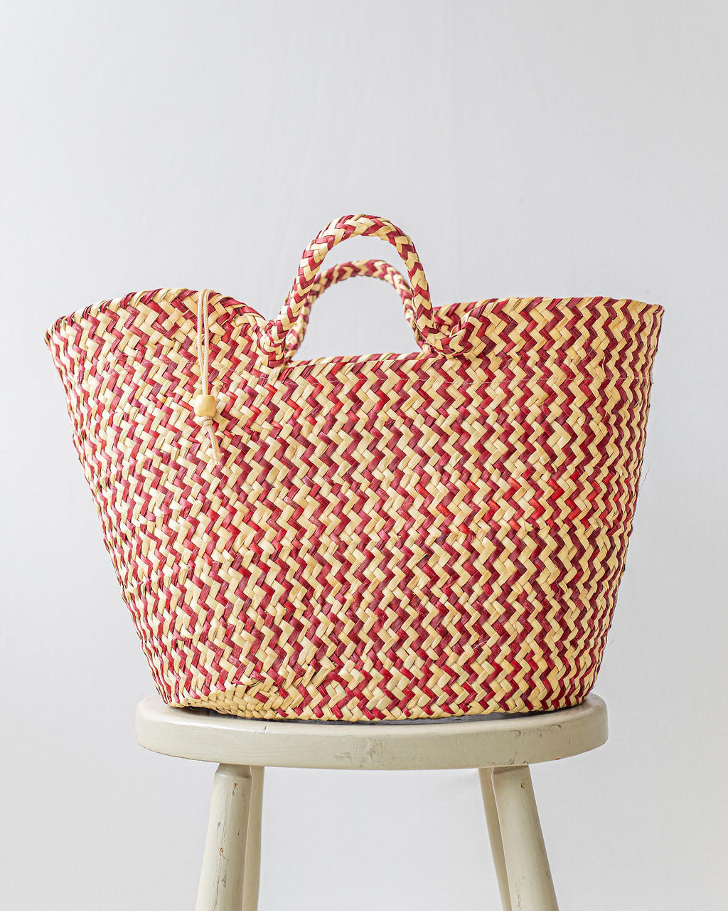 Large Woven Palm Fiber Basket – Ruby Red