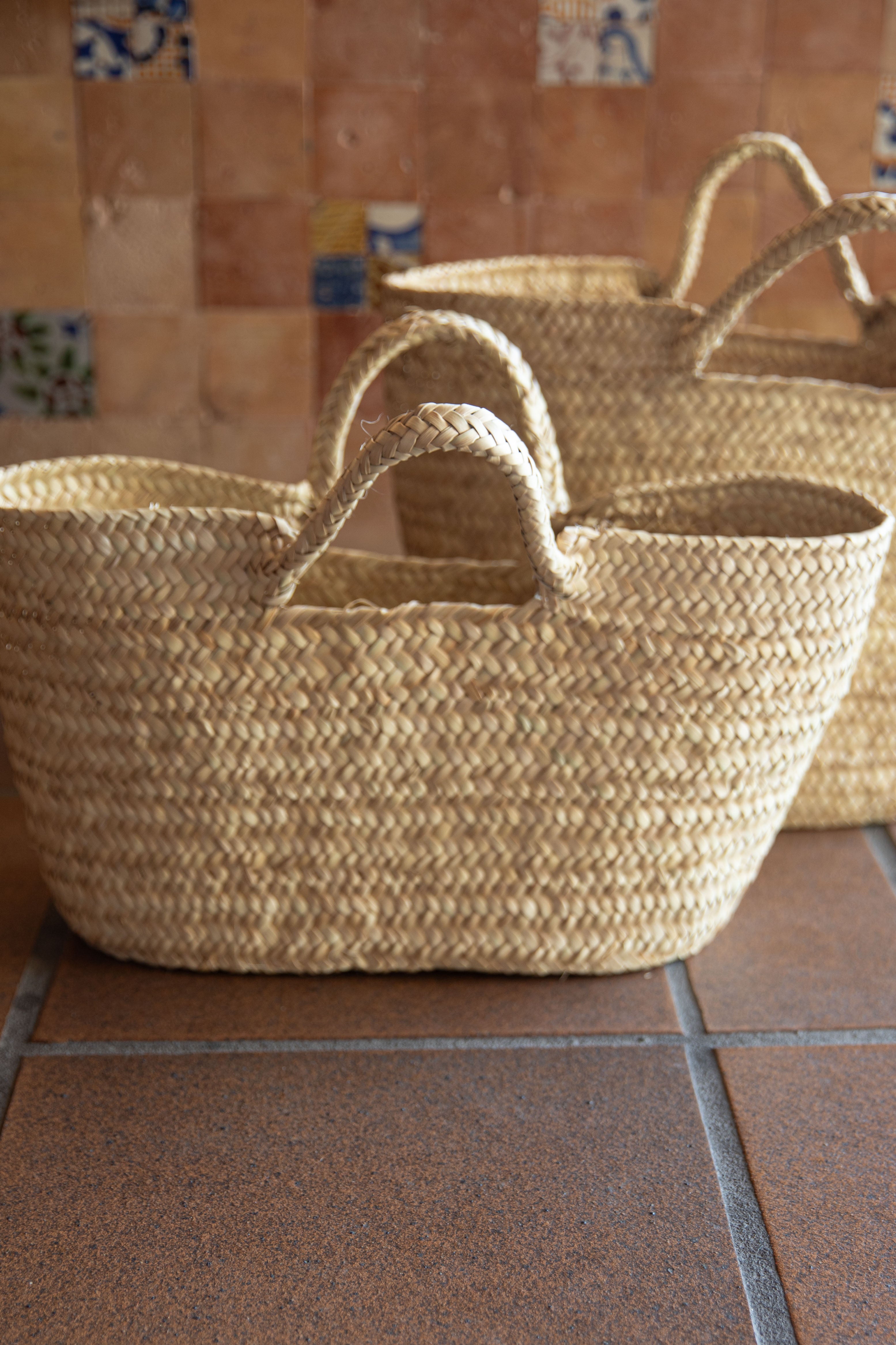 Large Woven Palm Fiber Basket – Natural