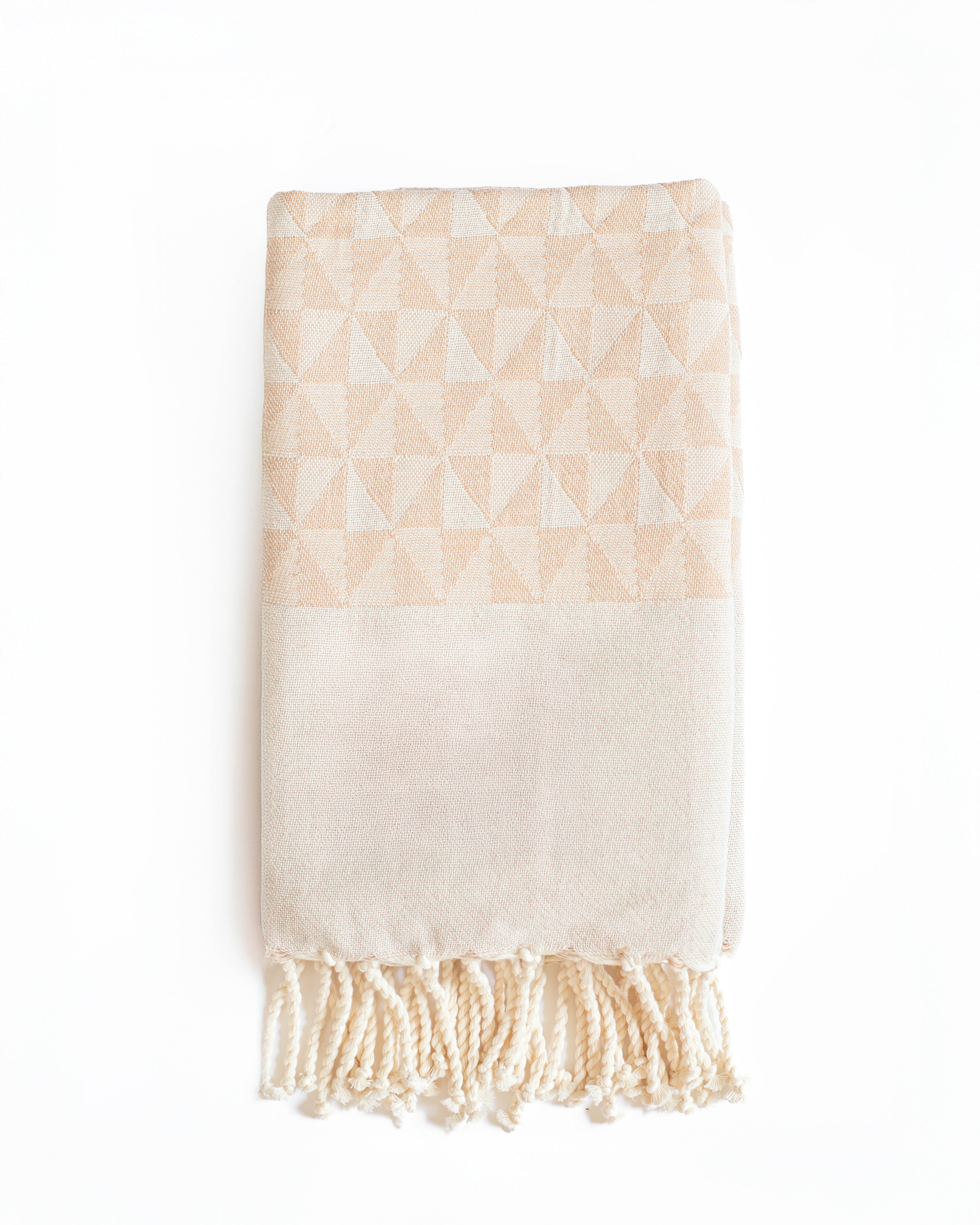 Jacquard Hammam Towel - Triangle Mosaic | Beige