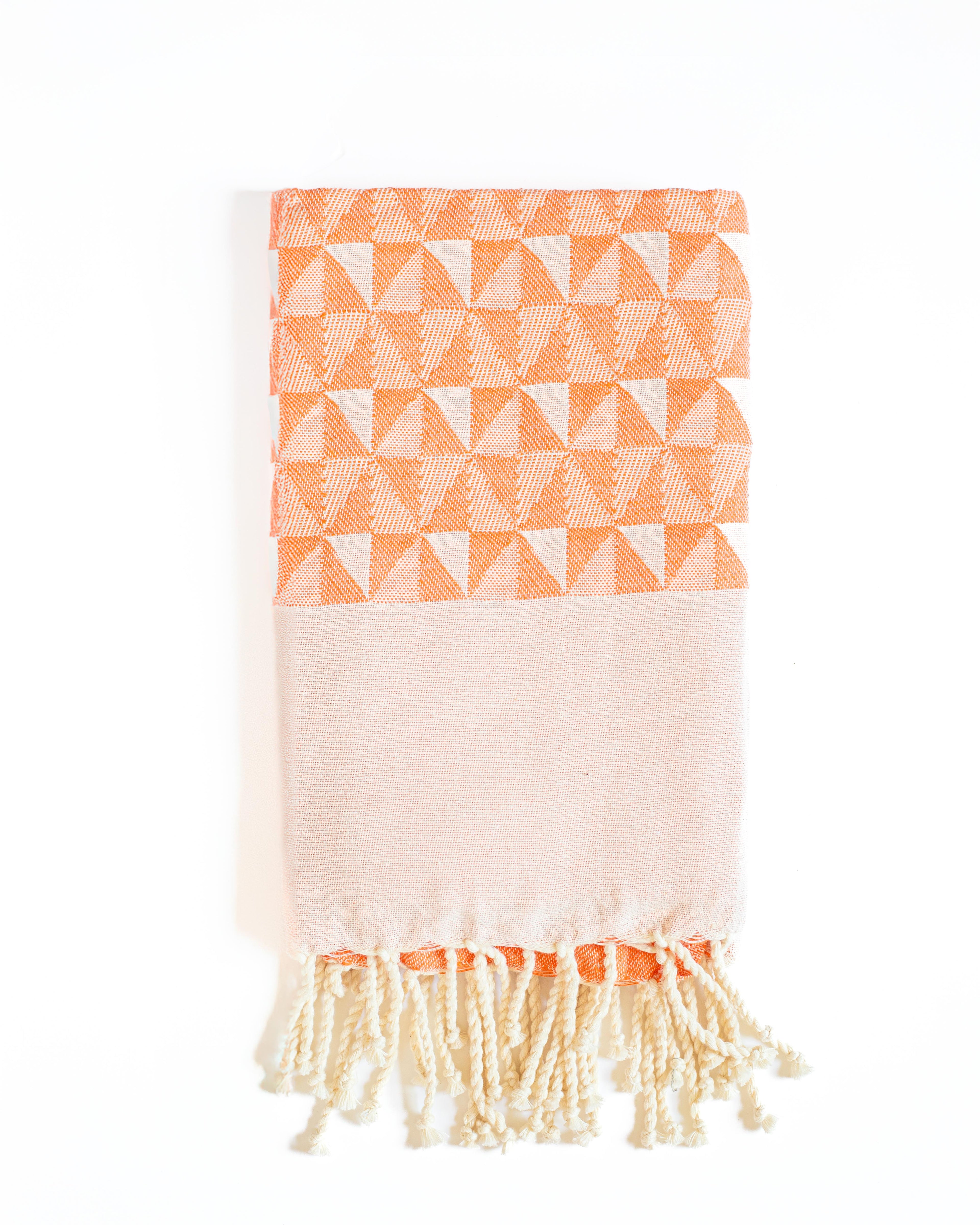 Jacquard Hammam Towel - Triangle Mosaic | Orange