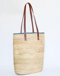Hammamet Tote Bag | Camel Leather Straps - Blue