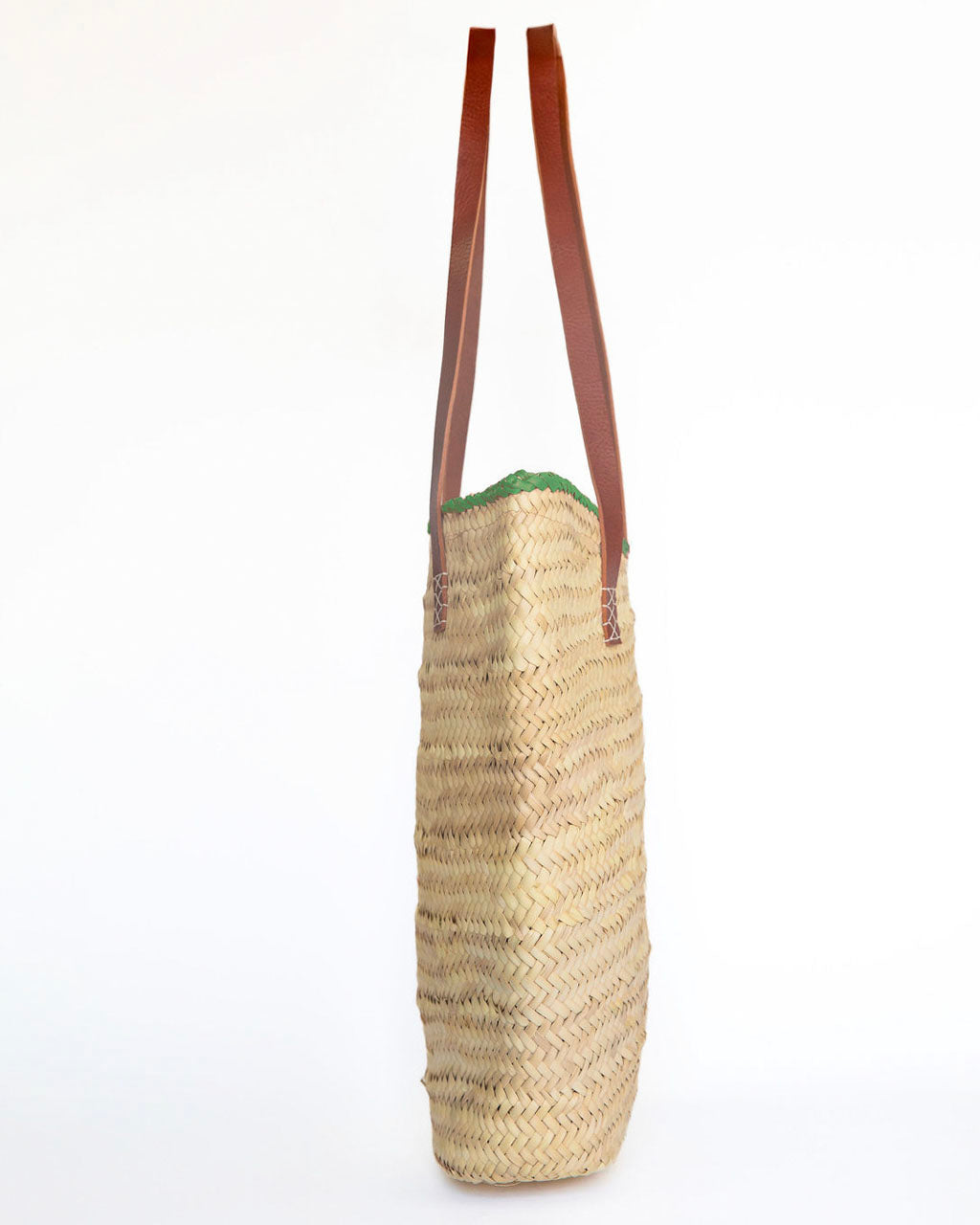 Hammamet Tote Bag | Camel Leather Straps - Green