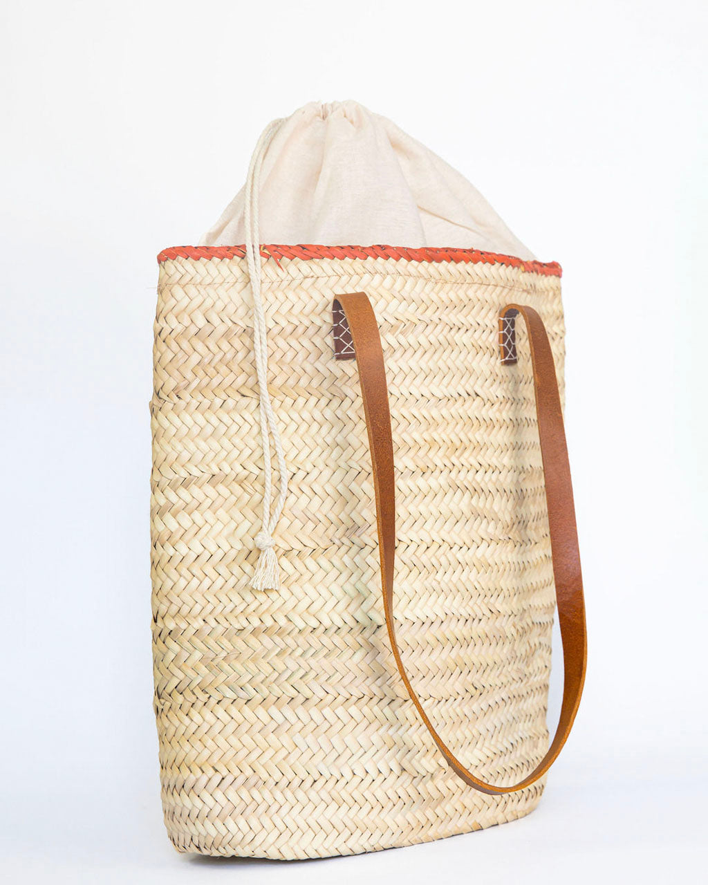 Hammamet Tote Bag | Camel Leather Straps - Orange